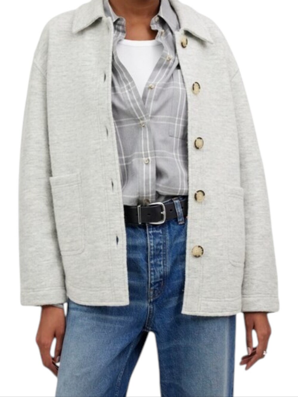 Madewell Gray Boiled Wool Sweater Shirt Jacket